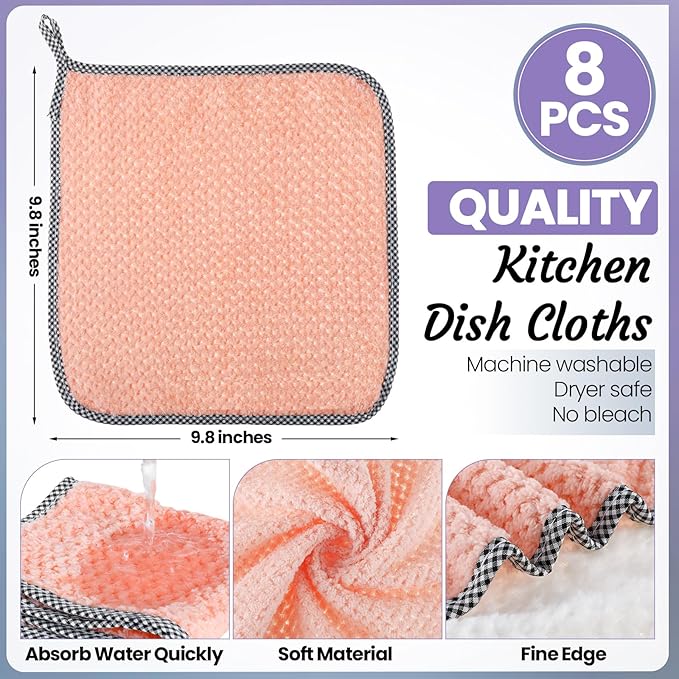 Hushee 24 Pcs Rubber Cleaning Gloves for Dishwashing Reusable Kitchen Household Gloves Bulk with Microfiber Cleaning Rags