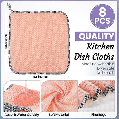 Hushee 24 Pcs Rubber Cleaning Gloves for Dishwashing Reusable Kitchen Household Gloves Bulk with Microfiber Cleaning Rags