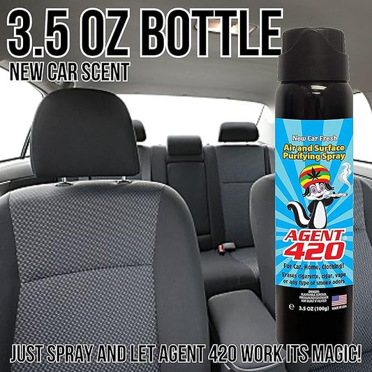 Agent 420-3.5 oz Odor Destroying Spray for Eliminating Unwanted Odors in Your House, Car or Apartment, Freshen Up The Crib (New Car Fresh)