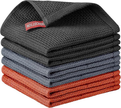 Nialnant 6 Pack Kitchen Towels, 100% Cotton Dish Cloth for Washing Dishes, Absorbent Quick Drying Dish Rags, Multipurpose Cleaning Rags-12x12 Inches