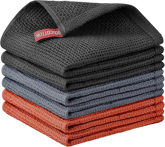 Nialnant 6 Pack Kitchen Towels, 100% Cotton Dish Cloth for Washing Dishes, Absorbent Quick Drying Dish Rags, Multipurpose Cleaning Rags-12x12 Inches