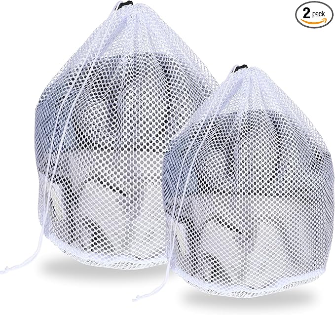 Gjinxi Mesh Laundry Bags, Laundry Bag for Delicates with Drawstring Closure Mesh Wash Bags for Lingerie Delicates Bra Underwear Pants Shoes Socks(2Pcs, M+S)