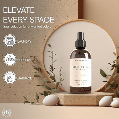 Muse Apothecary Flush Ritual - Aromatic & Refreshing Toilet Spray, Use Before You Go, 4 oz, Infused with Natural Essential Oils - Aloe + Eucalyptus + Lavender