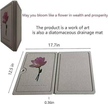 Foldable stone dish drying mat,Diatomaceous Earth Kitchen Countertopd dish drying mat - Mat for Dishes, Utensils | Reusable & Fast Drying,for Dishes ,Bottles, Cups, Match Any Countertop