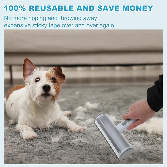 Pet Hair Removal Tool, Lint Roller for Pet Hair, Carpet Rake, Pet Hair Remover Roller for Furniture Couch Bed Car Seat, Light Gray
