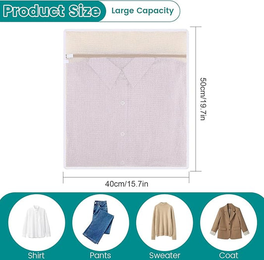 Dntorx 4Pcs Durable Cotton Mesh Laundry Bags for Delicates, 16×20inch Large Breathable Laundry Mesh Wash Bags with Sturdy Zipper for Delicates, Clothes, Pants, Underwear, Bra, Socks (L)