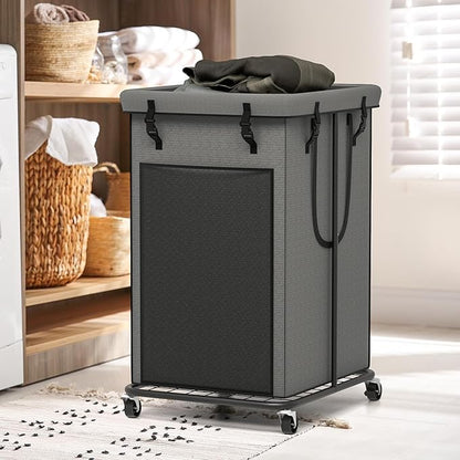 150L Large Laundry Hampers, Oxford Fabric Laundry Hampers Clothes Hampers, Metal Frame and Removable Bag Design with Wheels, Suitable for Bedroom, Bathroom, Dorm Room, Laundry Room (Grey)