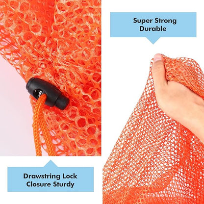 3Pcs Mesh Laundry Bags Washing Machine Mesh Wash Bags Jumbo for Delicates Clothes,Bed Linen,Toys with Drawstring Closure Sturdy(3 XXLarge 28 x 26 Inches, Orange)