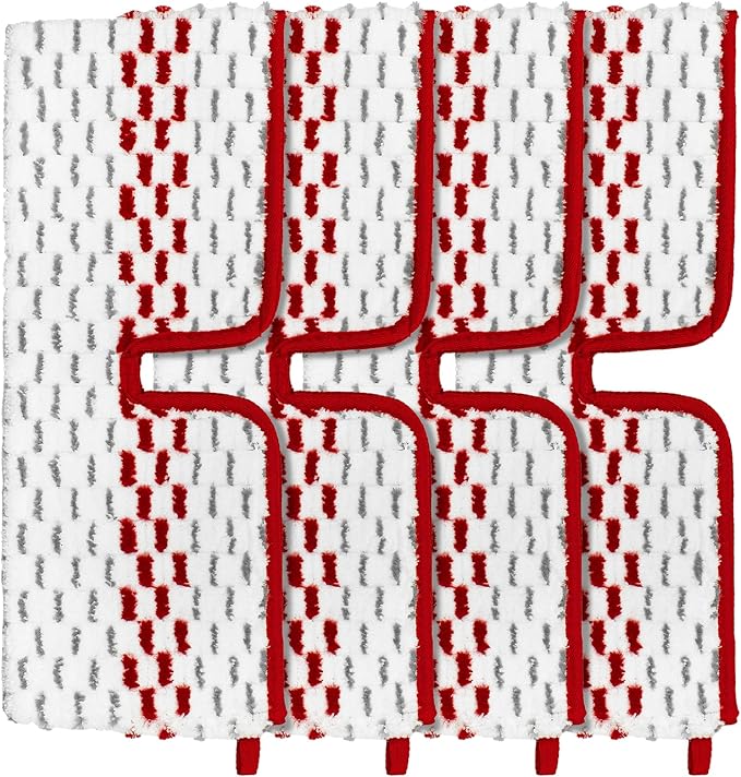 Microfiber Spray Mop Pads - Compatible with Promist MAX, Double Sided Replace Head for Dry/Wet Floor Cleaning Usable (4 Pack Red)