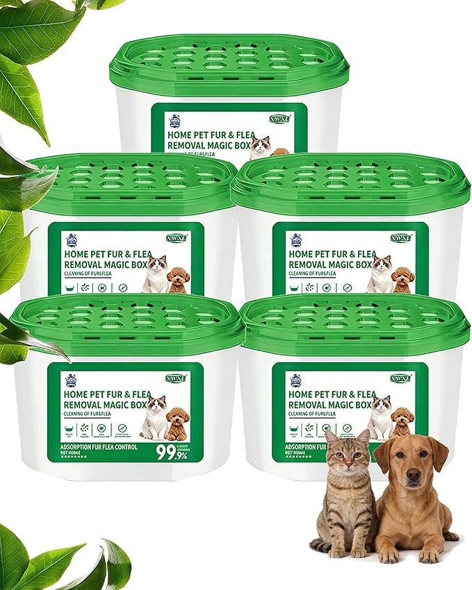 Home Pet Fur & Odor Removal Magic Box, 360° All-Round Airborne Hair Collector, Full-Angle Floating Fur & Dander Trap, Powerful All-Direction Pet Hair Removal and Deodorization (5 PCS)