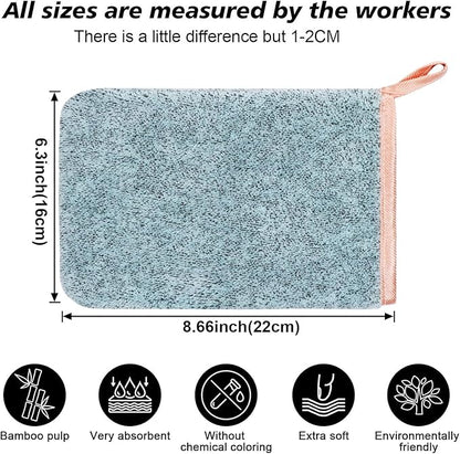 PHOGARY 6 Pack Microfiber Body Wash Mitts, 6×8 Inch Super Absorbent & Soft Face Mitten, Coral Fleece Bath Spa Cloth, Reusable Makeup Remover Mitt Gloves, 3 Colors
