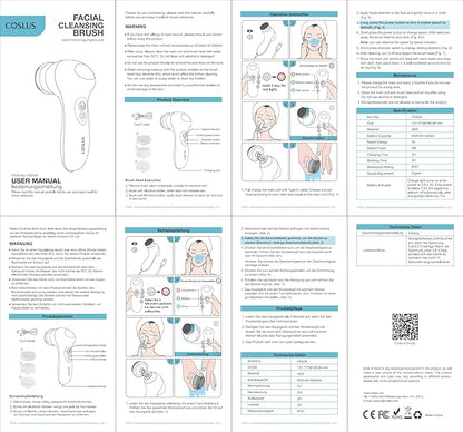 COSLUS FBX04 Facial Cleansing Brush Face Scrubber: 3 in 1 Bi-Directional Electric Spin Brush for Removing Blackhead, Exfoliating, Massaging - Rechargeable Waterproof, 3 Adjustable Speeds for Men Women