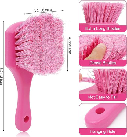 Pink Wheel Brush for Women, Soft Bristle Tire Brushes, Car Rim Cleaning Brush for Auto, Home & Motorcycles