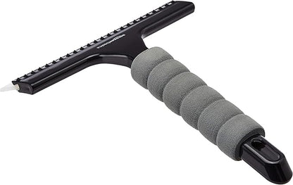 Amazon Basics All-Purpose Window Squeegee with Handle for Car Windshield, Shower, Glass, Mirror Cleaning, Silicone Rubber Blade, Streak-Free Results, Lightweight, Black, 8-inch