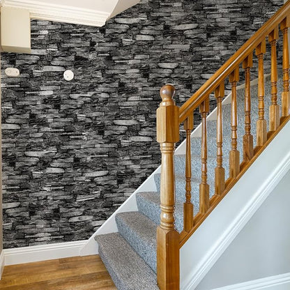 10 Pack 3D Wall Panels Peel and Stick, Waterproof Foam Stone 3D Wallpaper, Self Adhesive Foam Wallpaper for Bedroom Bathroom Kitchen (13.7 * 15.1in)