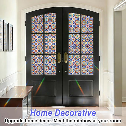 Rainbow Window Privacy Film,Heat Control,UV Blocking,Anti-Glare,Day & Night Privacy Protection & Decoration for Home, Bathroom,Glass Door,Static Cling,Renter-Friendly with Installation Tools