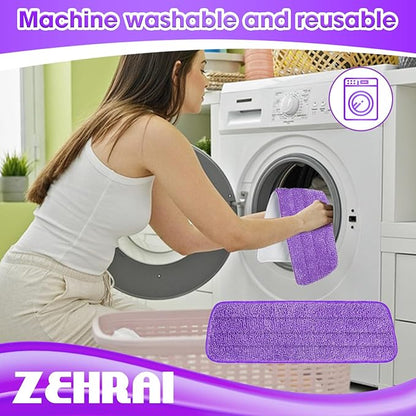 6 Pack Reusable Microfiber Mop Pads for Swiffer PowerMop, 13-16 Inch Spray Mop Replacement Refills, Machine Washable Wet Dry Pads for Hardwood Tile Multi-Surface Cleaning