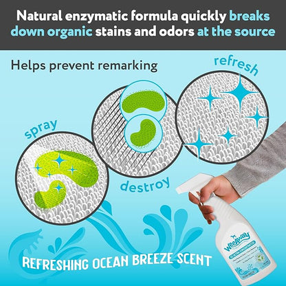Wee Away X2 Ultra-Concentrated Stain & Strong Odor Eliminator, Enzyme Cleaner, Pet Odor Eliminator for Home - Dog Urine Destroyer - Carpet Cleaner Spray, Ocean Breeze Scent, 16 fl oz