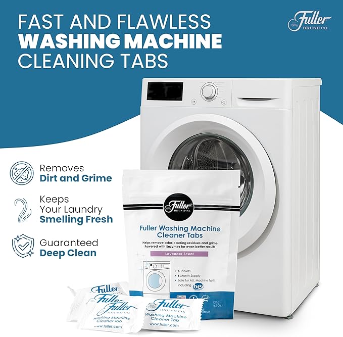 Fuller Washing Machine Cleaner Tablets – Washer Cleaner for Front Load, Top Load - Removes Odor, Dirt, Grime, Lavender Scent, Septic Safe (Pack of 2)