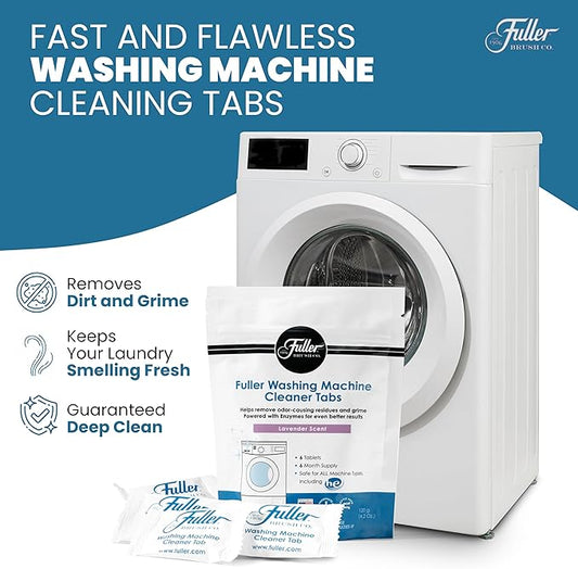 Fuller Washing Machine Cleaner Tablets – Washer Cleaner for Front Load, Top Load - Removes Odor, Dirt, Grime, Lavender Scent, Septic Safe (Pack of 2)