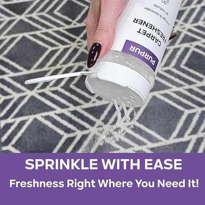 PURPUR Carpet Freshener & Deodorizer Powder | Pet Fresh Odor Eliminator for Carpets, Rugs, and Upholstery | Safe for Pets & Kids | Natural Lavender & Orange Scent | Bundle