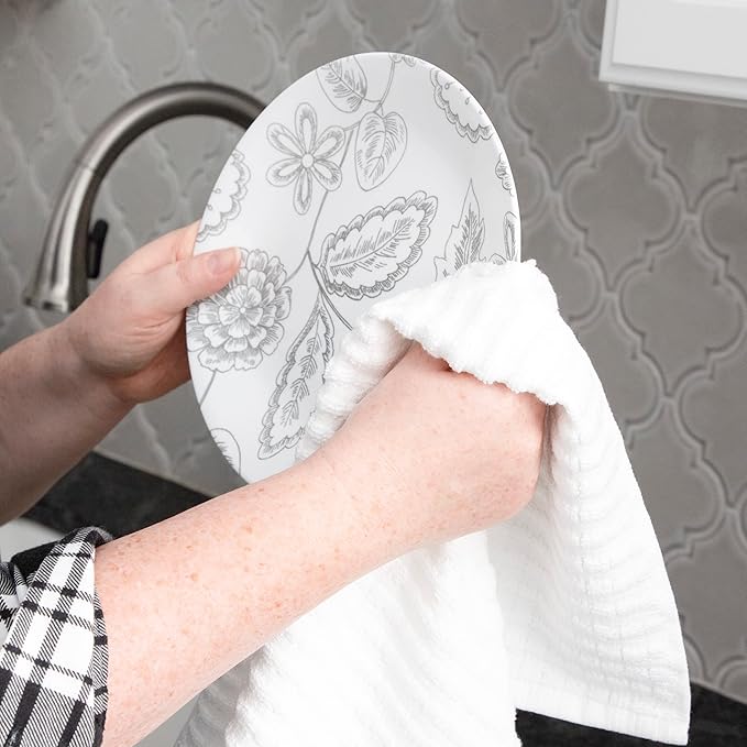 Ritz Royale Collection 100% Combed Terry Cotton, Highly Absorbent, Oversized, Kitchen Towel Set, 28" x 18", 2-Pack, Solid White