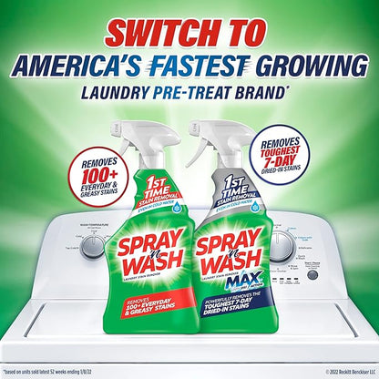 Spray N’ Wash Max Stain Remover Spray, Laundry Pre-Treat for Tough Stains, 16oz (3-count)
