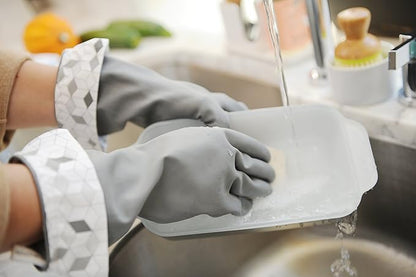 Full Circle Splash Patrol Natural Latex Cleaning Gloves Large - Eco-Friendly, Durable, Kitchen, Bathroom, Household Cleaning - Gray
