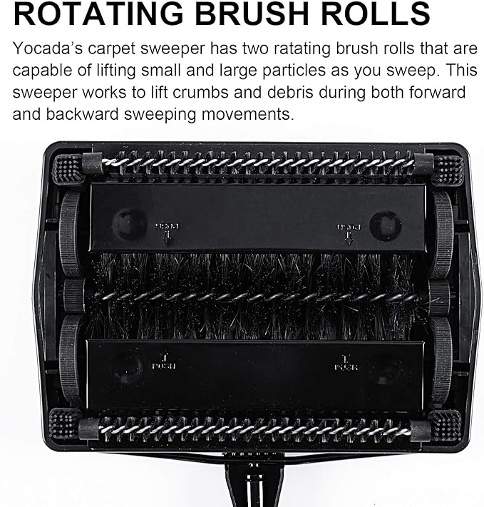 Yocada Carpet Sweeper Cleaner 4 Poles for Home Office Low Carpets Rugs Undercoat Carpets Pet Hair Dust Scraps Paper Small Rubbish Cleaning with a Brush Black