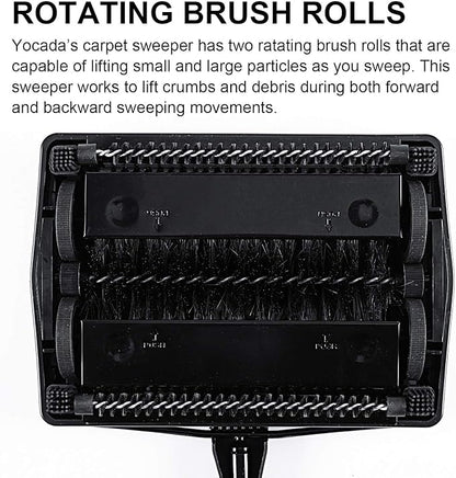 Yocada Carpet Sweeper Cleaner 4 Poles for Home Office Low Carpets Rugs Undercoat Carpets Pet Hair Dust Scraps Paper Small Rubbish Cleaning with a Brush Black