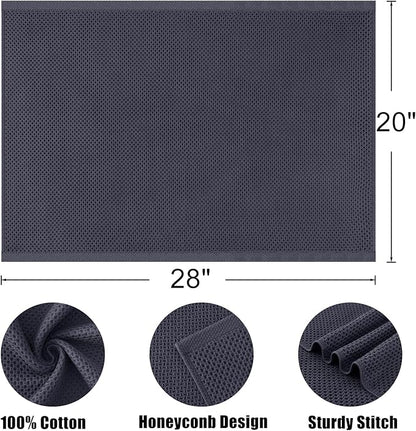 Kitinjoy 100% Cotton Waffle Weave Kitchen Towels (20 X 28 Inches, Dark Grey), 4-Pack Super Soft and Absorbent Dish Towel for Drying Dishes