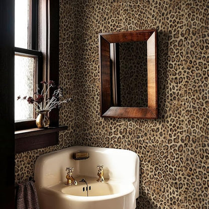 JiffDiff Upgrade Leopard Print Peel and Stick Wallpaper, 17.3" x 1200" Waterproof Removable Self Adhesive Wallpaper, Unique Funky Cheetah Contact Paper for Bedroom, Bathroom, Decor