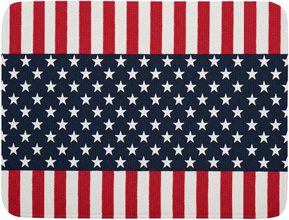 4th of July Dish Drying Mat For Kitchen CounterPatriotic American Flag Star Stripes Microfiber Absorbent Drying Mats Reversible Kitchen Countertop Drainer Pad 18x24 Inch