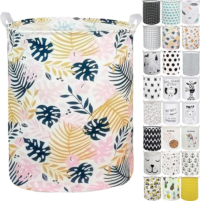 Collapsible Laundry Basket in Bedroom Waterproof Laundry Hamper in Bathroom Large Laundry Bag in College Dormitory Cloakroom Livingroom Nursery Organizer Toy Bin Golden leaf-0101