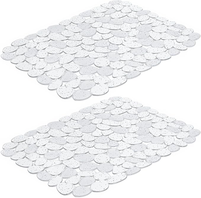 Bligli Pebble Sink Mat for Stainless Steel/Ceramic Sinks, PVC Eco-Friendly Sink Protectors for Bottom of Kitchen Sink, Dishes and Glassware, Fast Draining, 15.7 x 11.8 inch (2 Pack, Bling Clear)