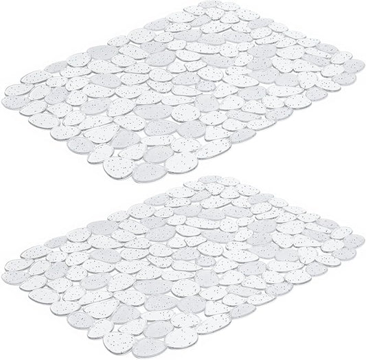 Bligli Pebble Sink Mat for Stainless Steel/Ceramic Sinks, PVC Eco-Friendly Sink Protectors for Bottom of Kitchen Sink, Dishes and Glassware, Fast Draining, 15.7 x 11.8 inch (2 Pack, Bling Clear)