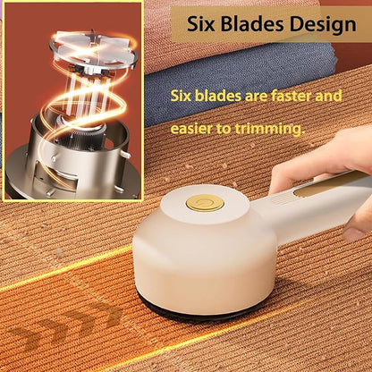 Electric Lint Removers,Rechargeable Fabric Shaver with 6 Leaf Blades Useful for Clothes, Furniture, Sofas, Blankets (Beige)