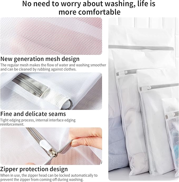 3 Pack Large Mesh Laundry Bags by MDSXO- Fine Durable Lingerie Delicates Bag for Washing Machine 16 * 20 inch [3 Pack]