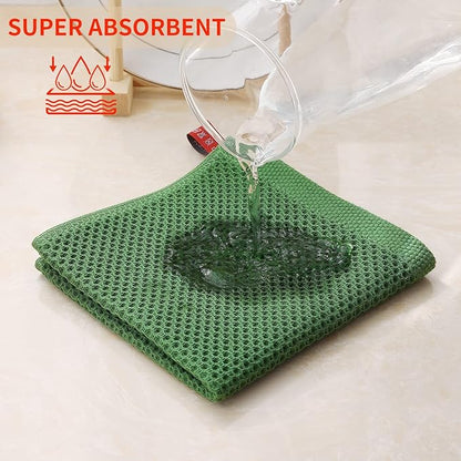 Kitinjoy 100% Cotton Kitchen Dish Cloths (12 X 12 Inches, Grass Green), 8 Pack Waffle Weave Ultra Soft Absorbent Dish Towels for Drying Dishes Quick Drying Kitchen Towels Dish Rags