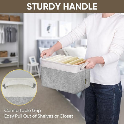 BALEINE 2 Pack Fabric Closet Storage Bins for Shelves, Linen Closet Organizers and Storage, Decorative Baskets for Organizing, Shelf, Clothes, Home, Office (Grey, 12"x8"x8")
