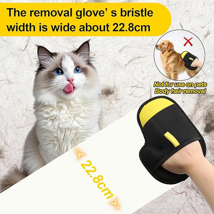 Pet Hair Removal Glove for Cats & Dogs,Upgraded Reusable Electrostatic Pet Hair Glove,Hair Remover(2 Pack Glove,1Red Lint Scraper) for Clothing,Bed,Carpet,Not for Use on Pets Direct.