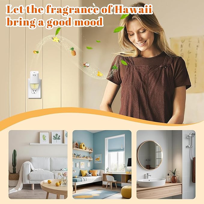 Plug In Air Freshener Refills for Home, Hawaiian Scent Refills for Bathroom、Kitchen, 6 Count Plug-in Refill, Compatible with Air Wick & Glade, Not Include Glade Plus