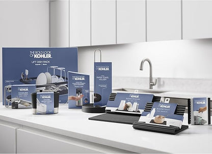 Kohler K-6379-0 Kitchen Sink Squeegee and Countertop Brush, Multi-Purpose, Cleans Wet and Dry Spills, Dishwasher Safe, White