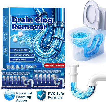 Strong Drain Effervescent Tablet for Kitchen & Bathroom Pipes, Toilet Tank Cleaner Tablets, Pipeline Dredging Agent Powder Drain Cleaner, Sink Drains Cleaners for Sewer (24 Pcs)
