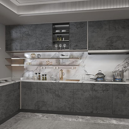 3yecao 16"×197" Extra Thick Dark Blue Grey Concrete Wallpaper Peel and Stick Waterproof Gray Concrete Contact Paper Vinyl Wrap 3d Faux Adhesive Cement Tile Sticker for Kitchen Island Bedroom Gym Walls