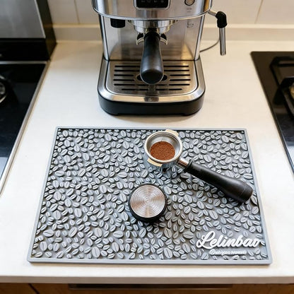 Coffee Machine Mat for Countertops, Waterproof Dish Drying Mat for Kitchen, Bars, Restaurant, 18X12in 1cm Thick Coffee Mat, Bar Decor, Espresso Mat, Non-Slip Drip Tray Mat(Gray,18"x12")