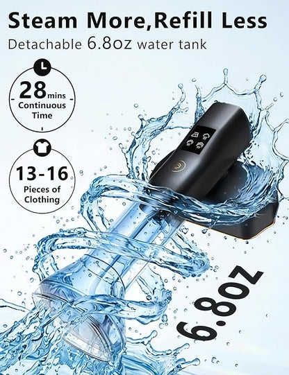 Steamer for Clothes,Portable Handheld Garment Steamer, 200ml Capacity,1000W 15s Fast Heat-UP, Leak-Proof Fabric Wrinkle Remover Ceramic Panel, 2-in-1 Dry & Wet Iron for Home and Travel -Black&Golden