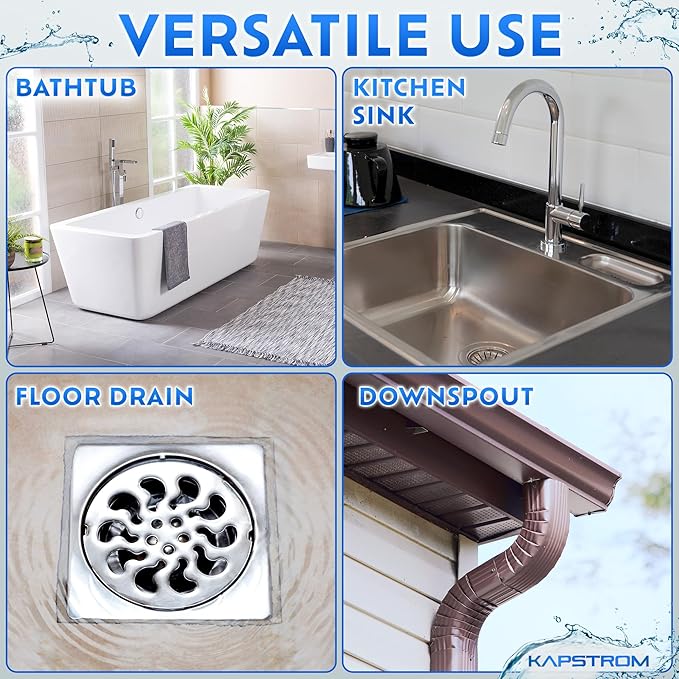 Plumbing Drain Snake (Spiral Diameter 0.5 inch / 1.3 cm), Hair Clog Remover Tool for Toilet, Heavy-Duty Drain Auger for Kitchen & Bathroom Sink, Pipe & Sewer Cleaner for Shower & Bathtub