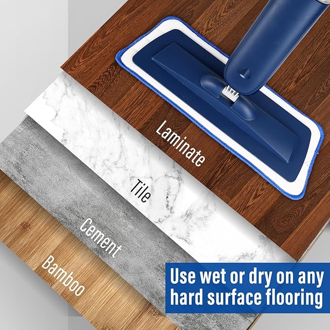Power Mop for Floor Cleaning with 2 Washable Pads - Wet Dry Microfiber Mop with 720 ml Refillable Bottle for Kitchen Wood Floor Hardwood Laminate Ceramic Tiles Floors Dust Cleaning