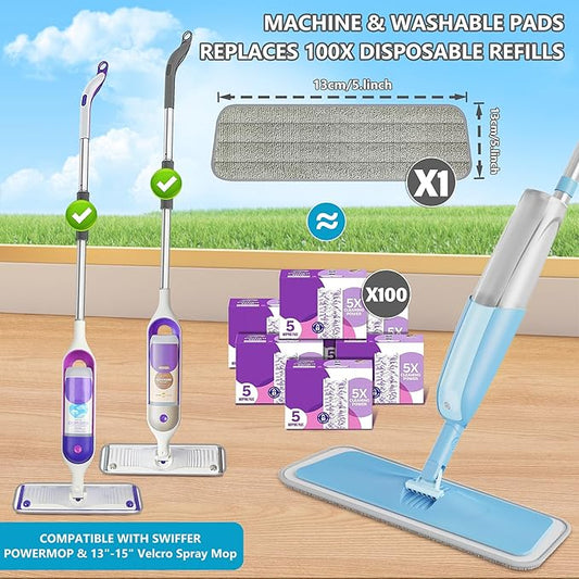 Spray Wet Mops for Hardwood Floor Cleaning: MEXERRIS Floor Mop with 3 Washable Pads for Swiffer Powermop - Refillable Dust Dry Mop Home Commercial Mops for Wood Laminate Ceramic Tiles Vinyl